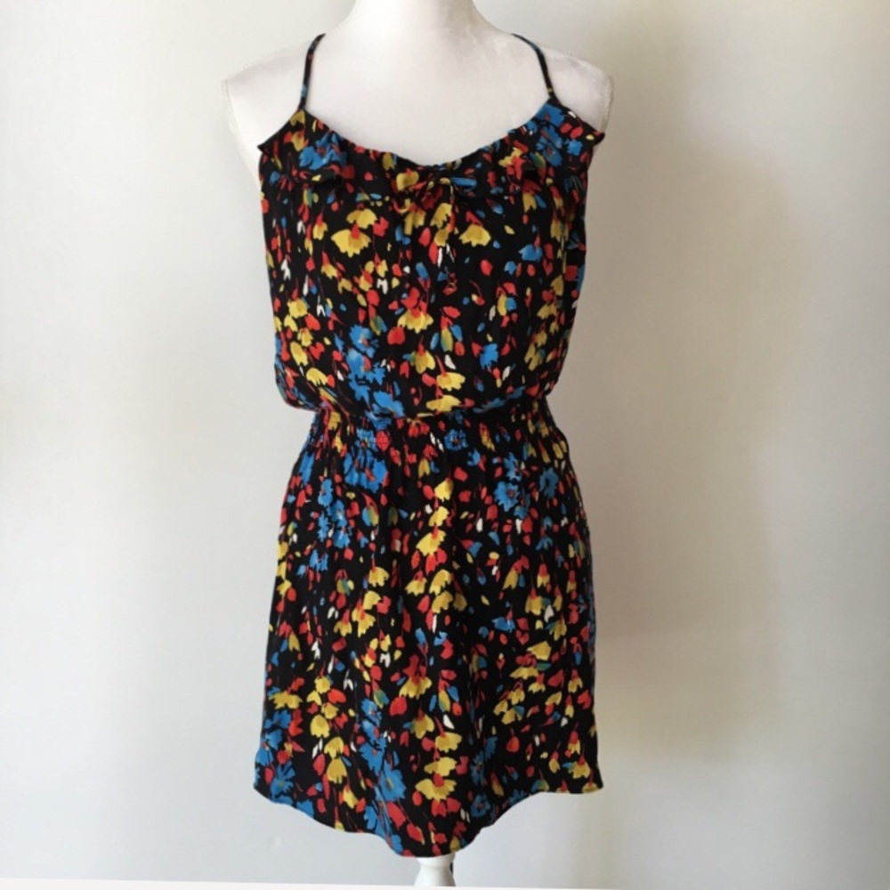 Parker silk flower print dress sleeveless strap XS